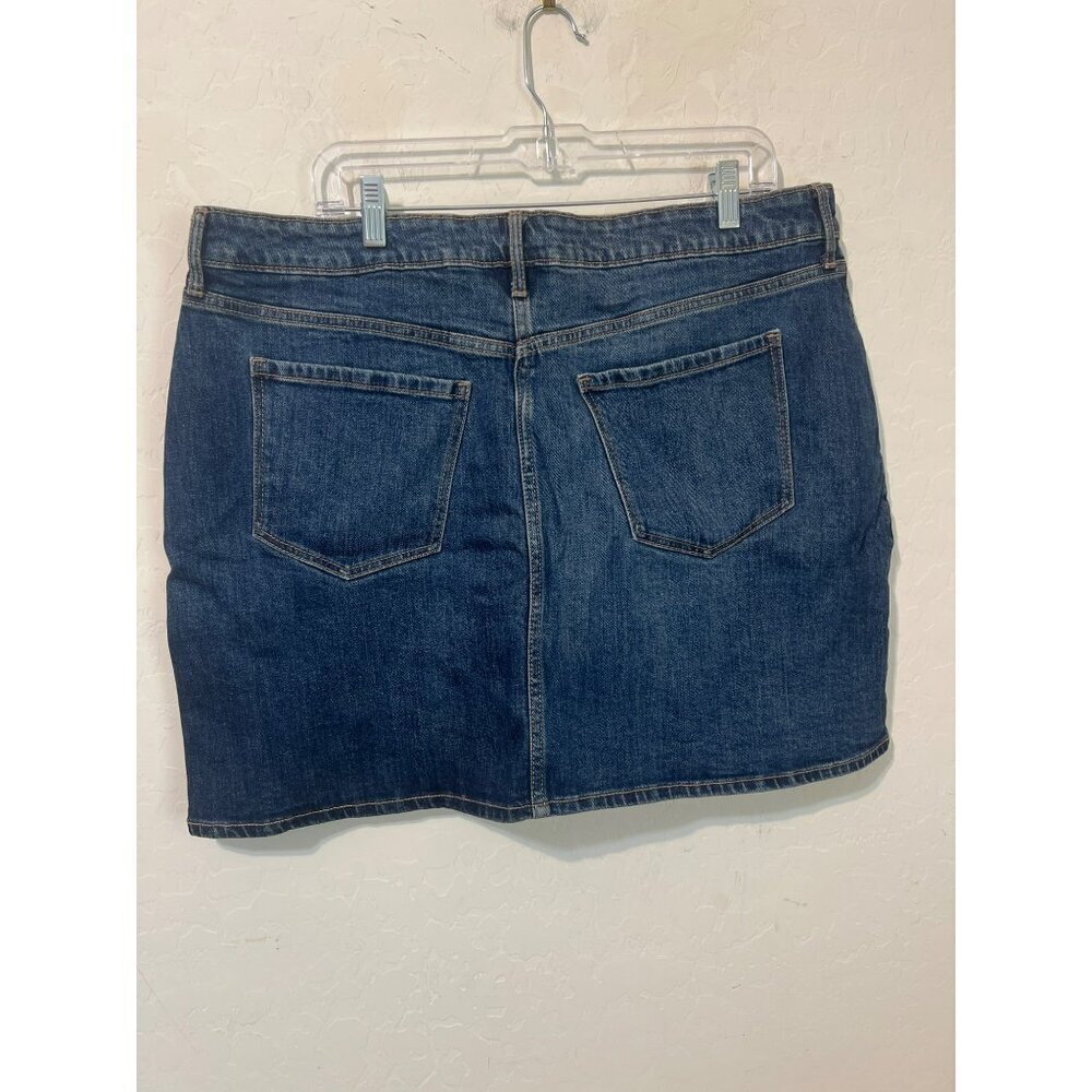 Old Navy High Rise Secret Slim Pockets Sz 16 Button Down Jean Mini Skirt Medium - Picture 4 of 6
